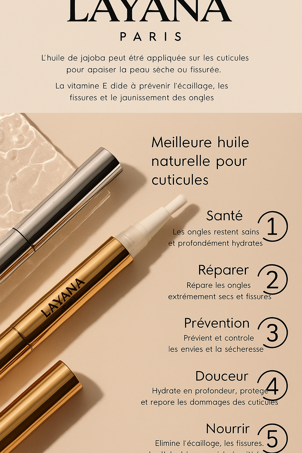Stylo soin cuticules format voyage